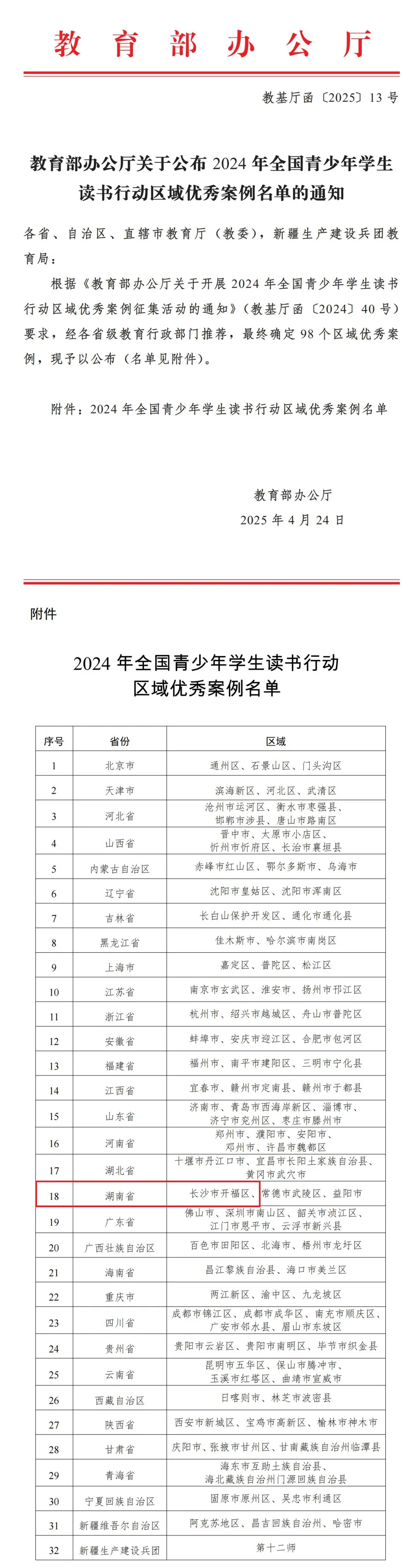 教育部评选！开福再添一项国家级荣誉